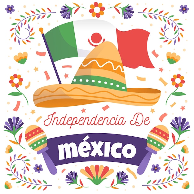 Concepto de día de independencia méxico dibujado a mano