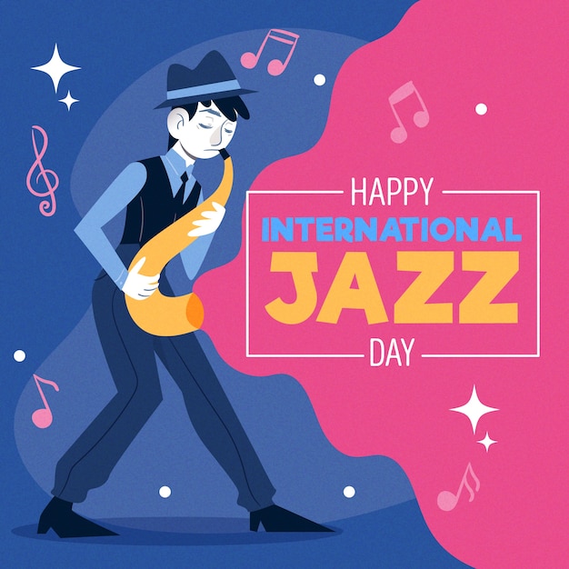 Concepto de día internacional del jazz dibujado a mano