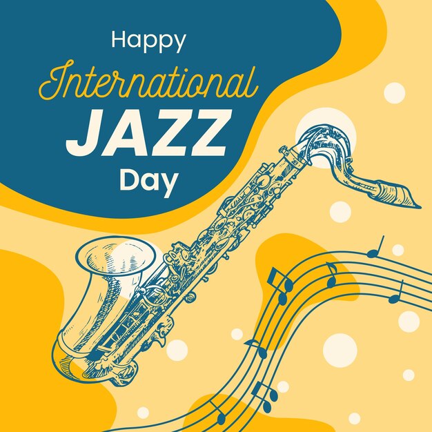 Concepto de día internacional del jazz dibujado a mano