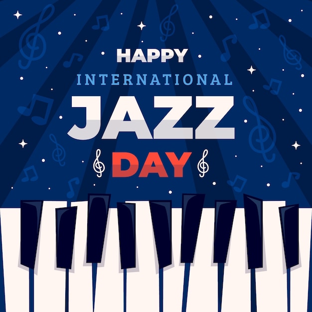 Vector gratuito concepto de día internacional del jazz de diseño plano