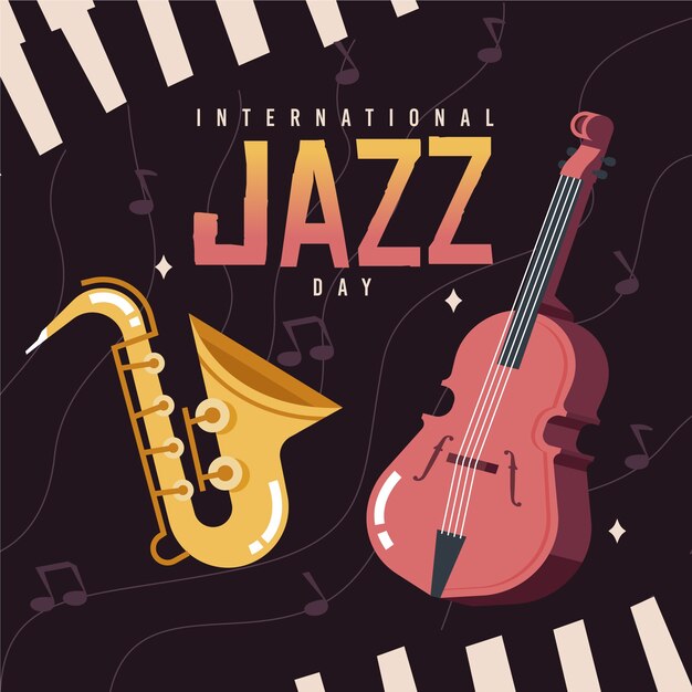 Concepto de día internacional del jazz de diseño plano