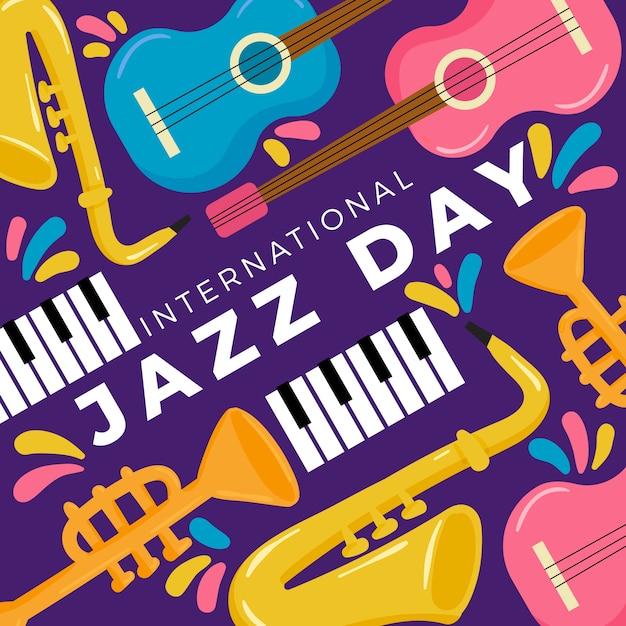 Concepto de día internacional del jazz de diseño plano