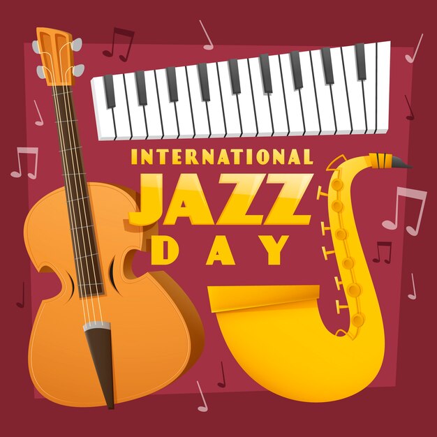 Concepto de día internacional del jazz de diseño plano