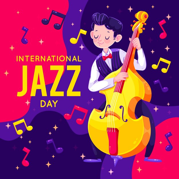 Concepto de día internacional del jazz de diseño plano