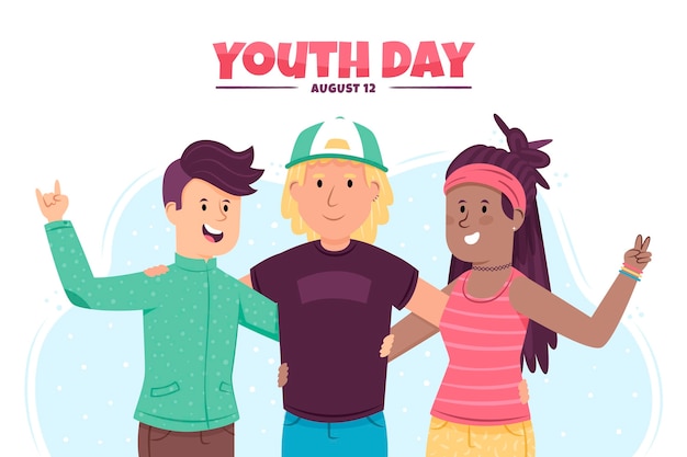 Vector gratuito concepto de día de juventud de diseño dibujado a mano