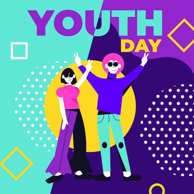 Vector gratuito concepto de día de la juventud de diseño plano