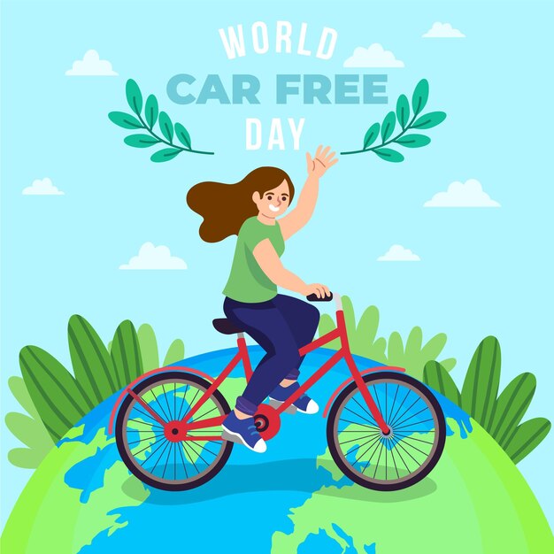 Concepto de día libre del coche mundial dibujado a mano