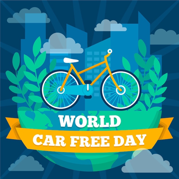 Concepto de día libre de coche mundial de diseño plano