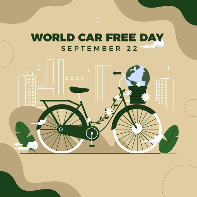 Concepto de día libre de coche mundial de diseño plano