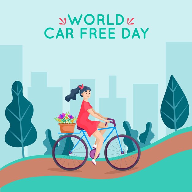 Concepto de día libre de coche mundial de diseño plano