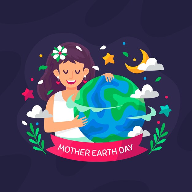 Concepto de día de la madre tierra de diseño plano
