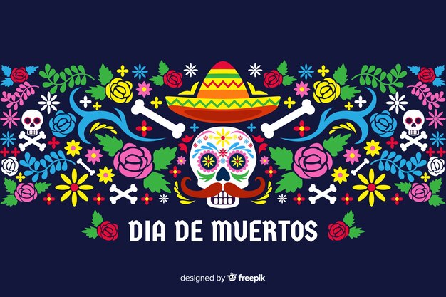 Concepto de dia de muertos con fondo de diseño plano