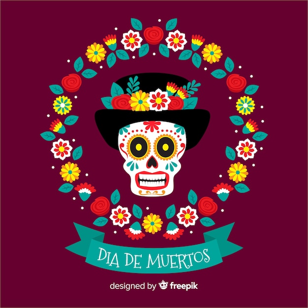 Concepto de día de muertos con fondo de diseño plano