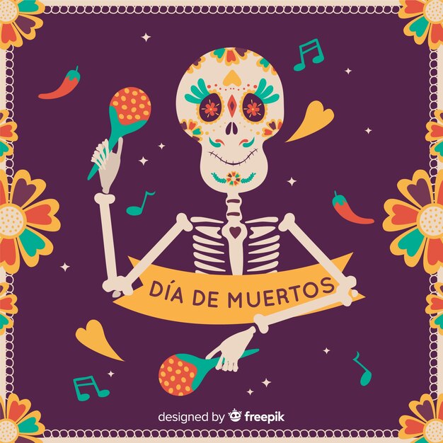 Concepto de día de muertos con fondo de diseño plano