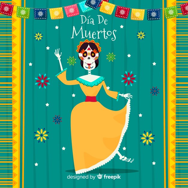 Concepto de día de muertos con fondo de diseño plano