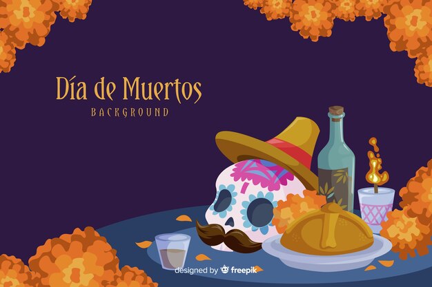 Vector gratuito concepto de día de muertos con fondo de diseño plano