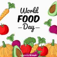 Vector gratuito concepto del día mundial de la comida con fondo dibujado a mano