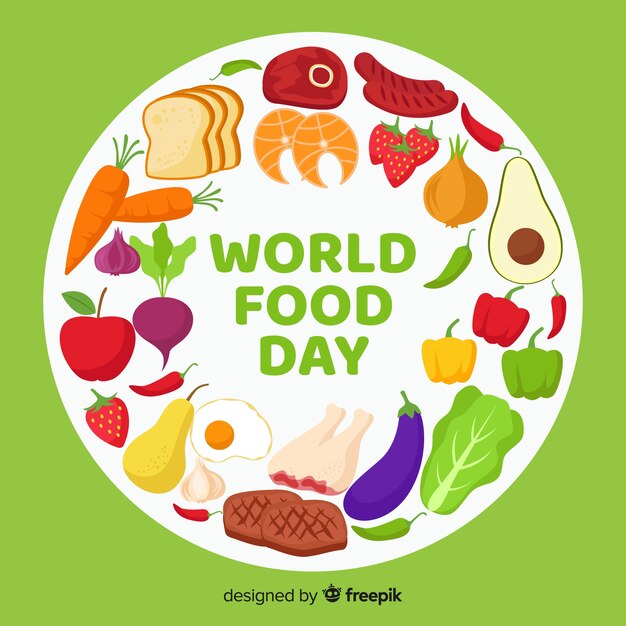 Concepto del día mundial de la comida con fondo de diseño plano