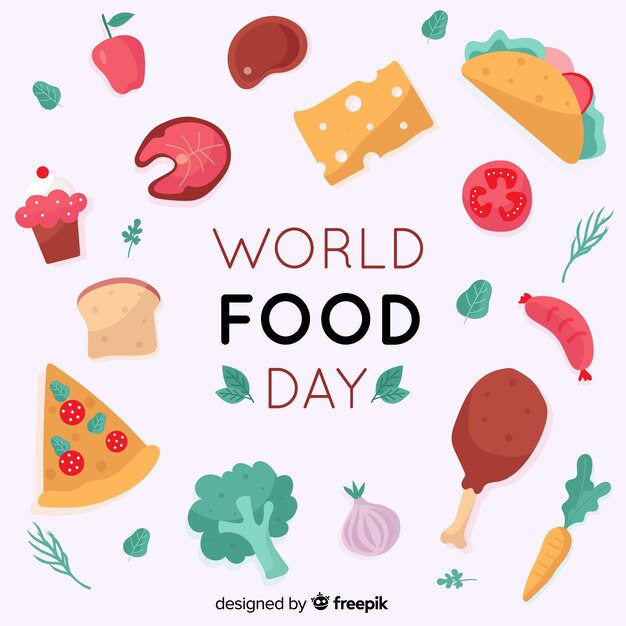 Concepto del día mundial de la comida con fondo de diseño plano