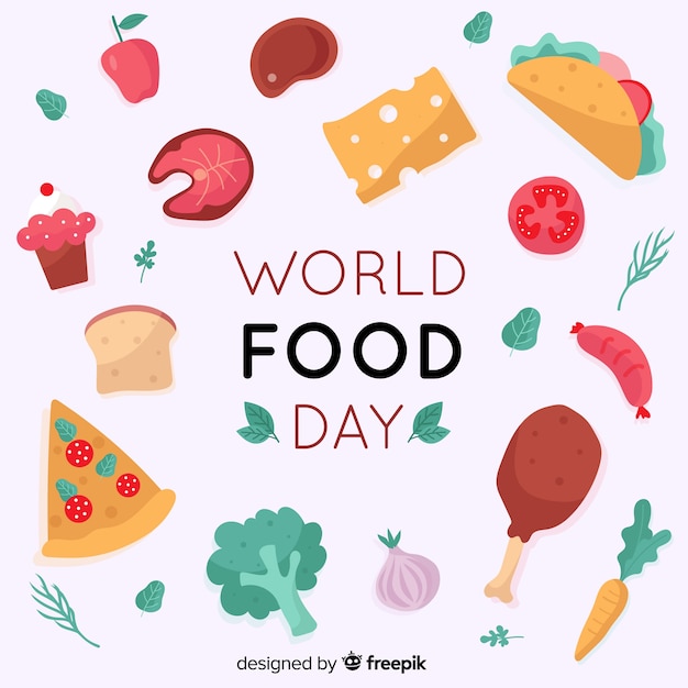 Concepto del día mundial de la comida con fondo de diseño plano