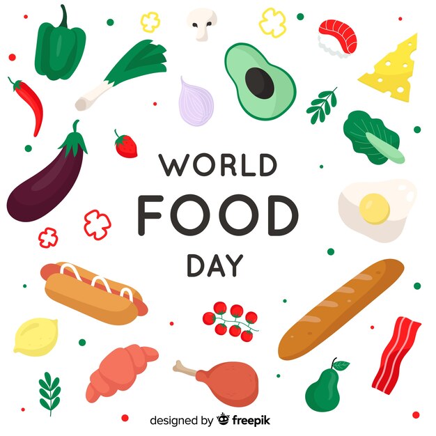 Concepto del día mundial de la comida con fondo de diseño plano