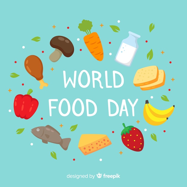 Vector gratuito concepto del día mundial de la comida con fondo de diseño plano