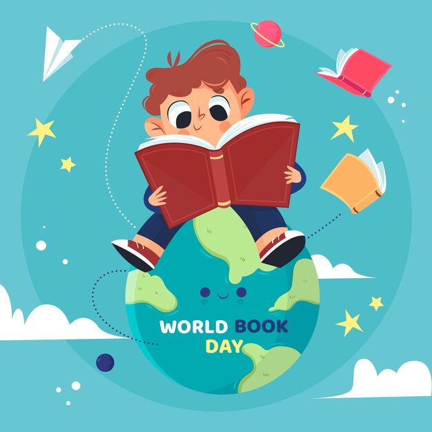 Concepto de día mundial del libro dibujado a mano