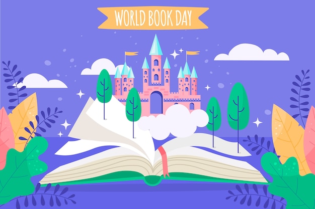Concepto de día mundial del libro de diseño plano