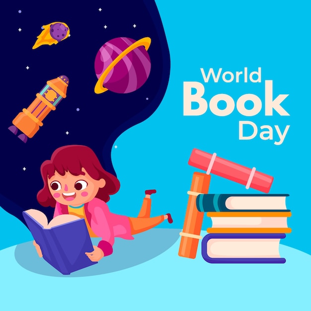 Concepto del día mundial del libro plano