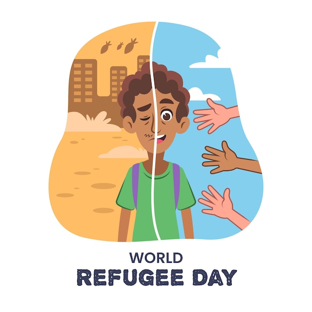 Vector gratuito concepto del día mundial de los refugiados