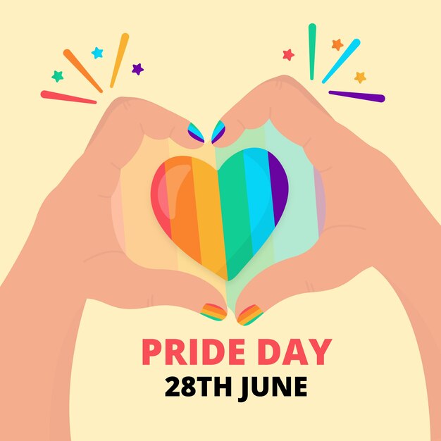 Concepto del día del orgullo corazón del arco iris