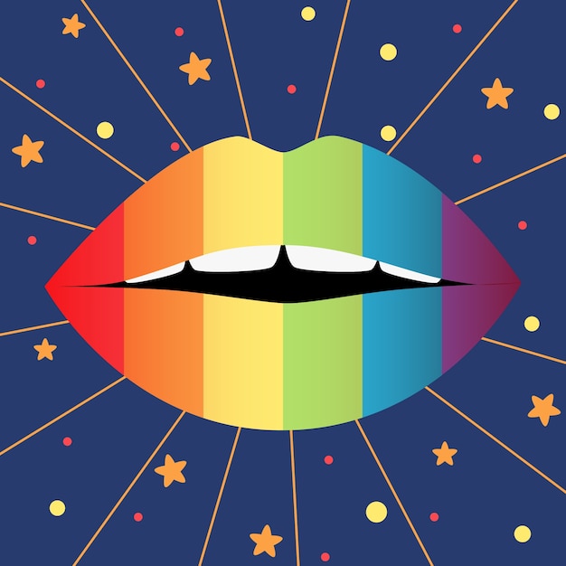 Vector gratuito concepto del día del orgullo con labios coloridos