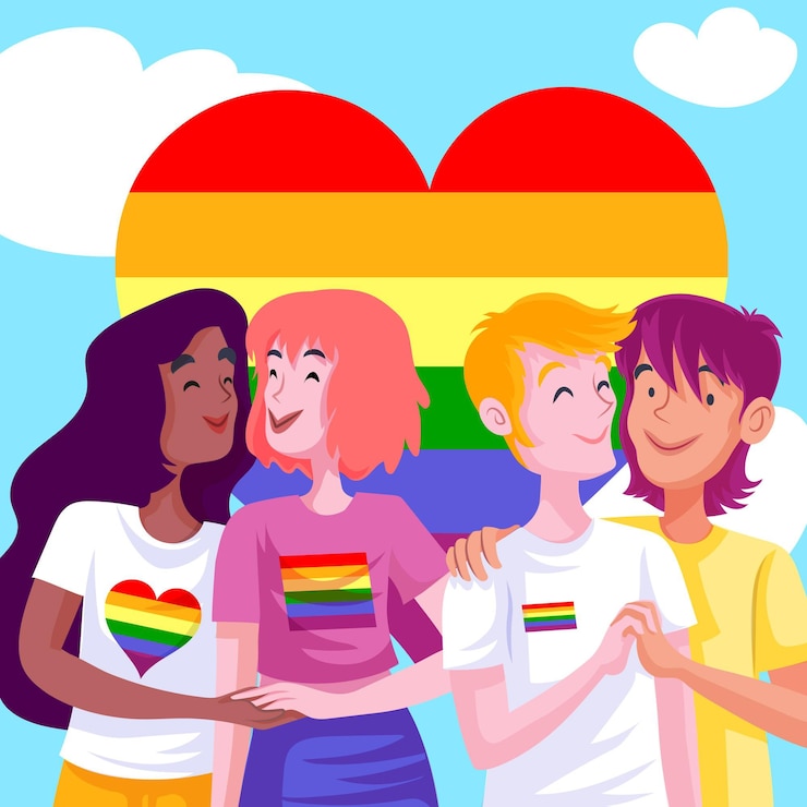Vector gratuito concepto del día del orgullo con parejas