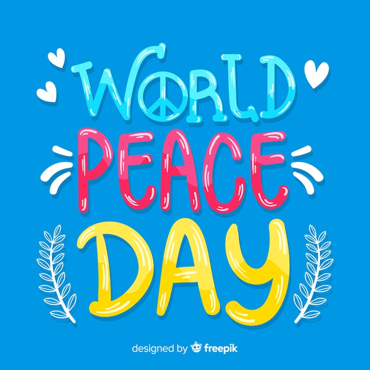 Vector gratuito concepto del día de la paz con letras
