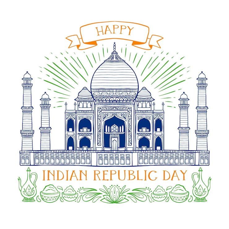 Vector gratuito concepto de día de la república india dibujado a mano