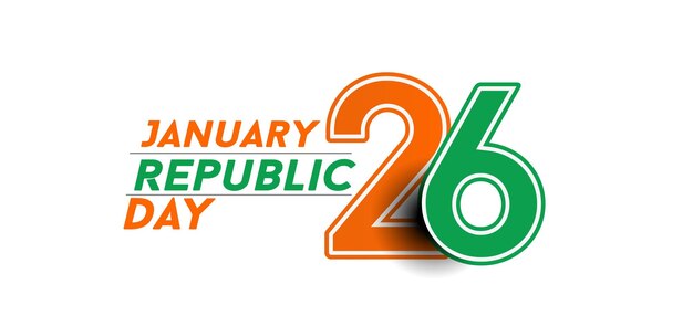 Concepto del día de la República de India con texto 26 de enero. Diseño de ilustración vectorial.