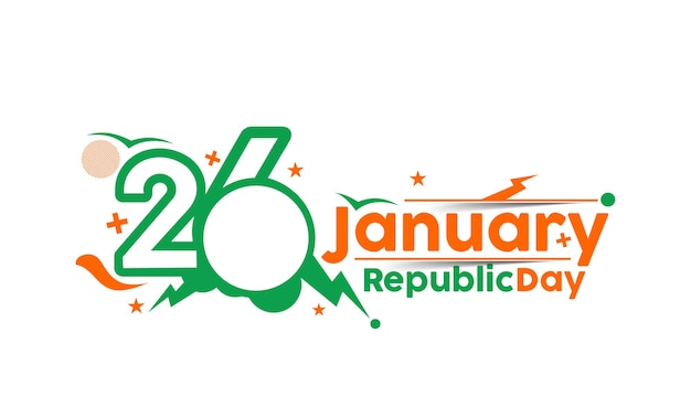 Vector gratuito concepto del día de la república de india con texto 26 de enero. diseño de ilustración vectorial.