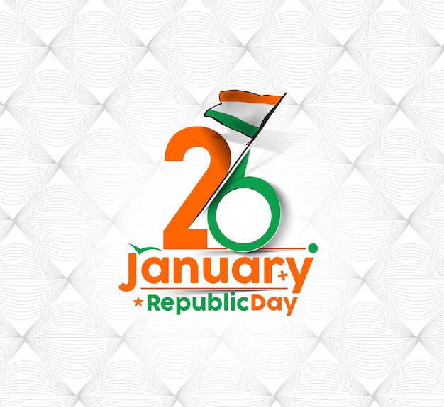 Vector gratuito concepto del día de la república de india con texto 26 de enero. diseño de ilustración vectorial.