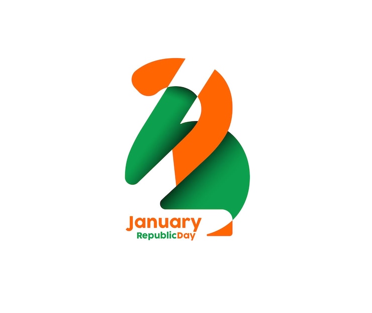 Vector gratuito concepto del día de la república india con texto 26 de enero ilustración vectorial