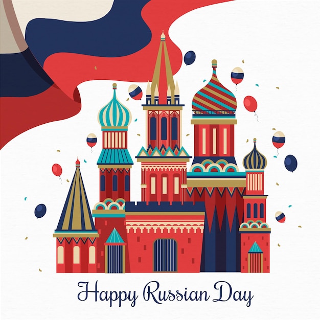 Vector gratuito concepto de día de rusia de diseño plano