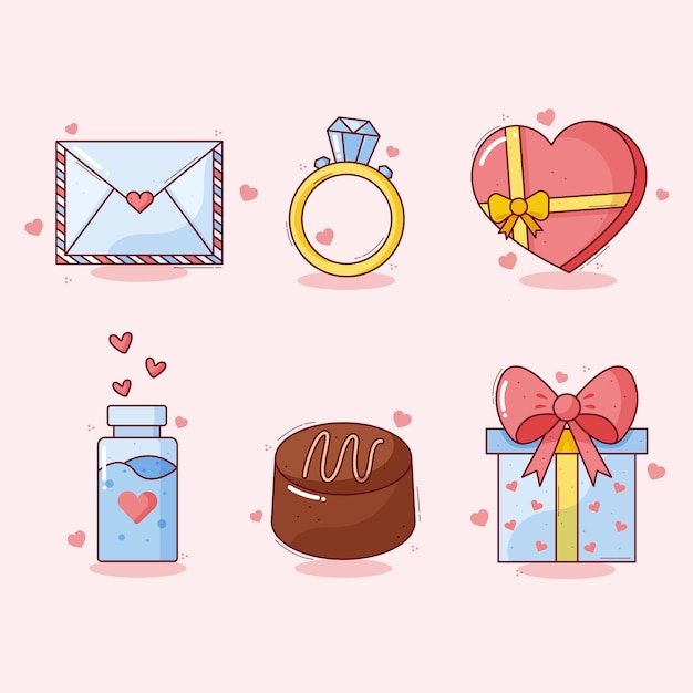 Concepto del día de San Valentín para la colección de elementos.