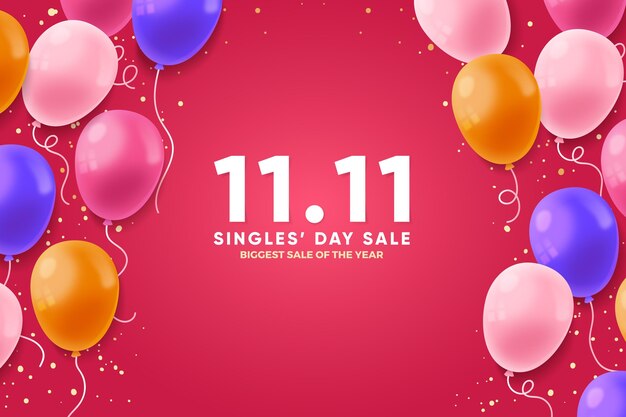 Concepto del día de solteros con globos.
