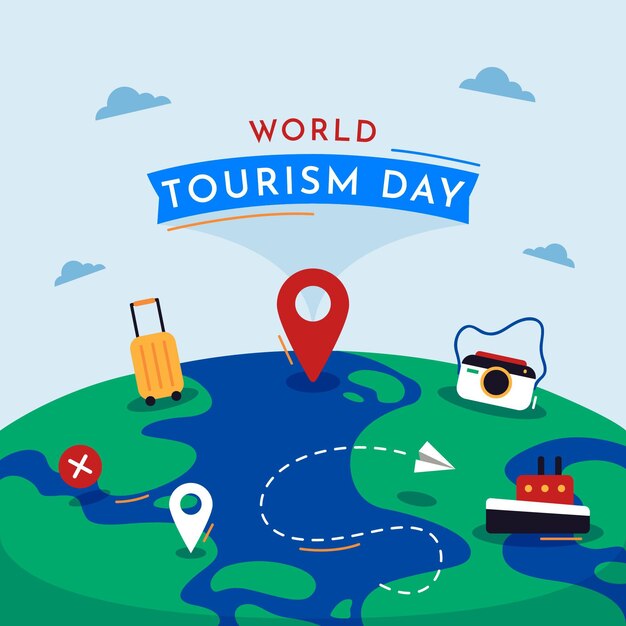 Concepto de día de turismo de diseño plano
