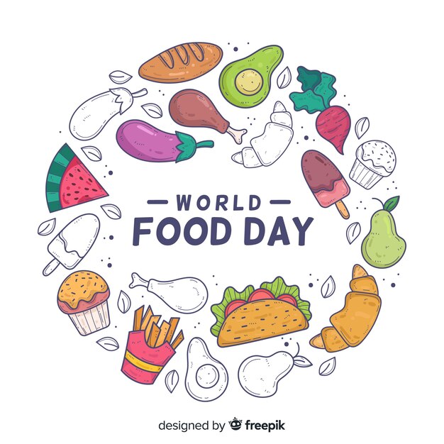 Concepto dibujado a mano día mundial de la comida