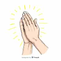 Vector gratuito concepto dibujado a mano de manos rezando