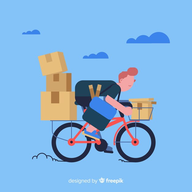 Concepto dibujado de reparto de bicicletas