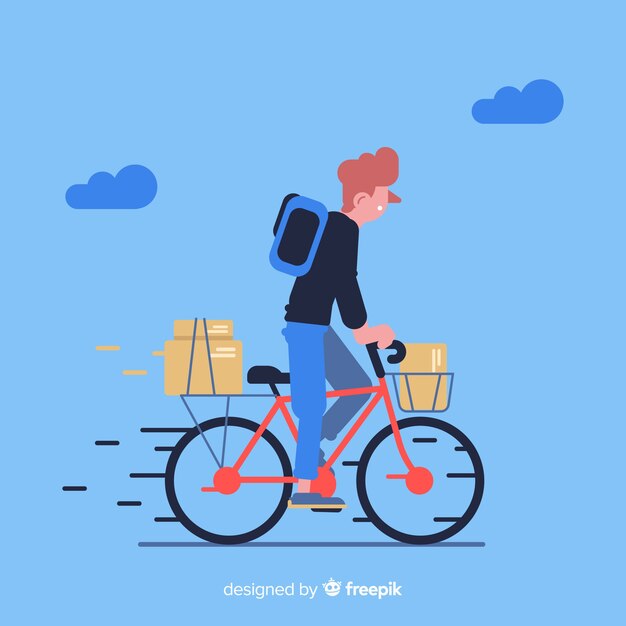 Concepto dibujado de reparto de bicicletas