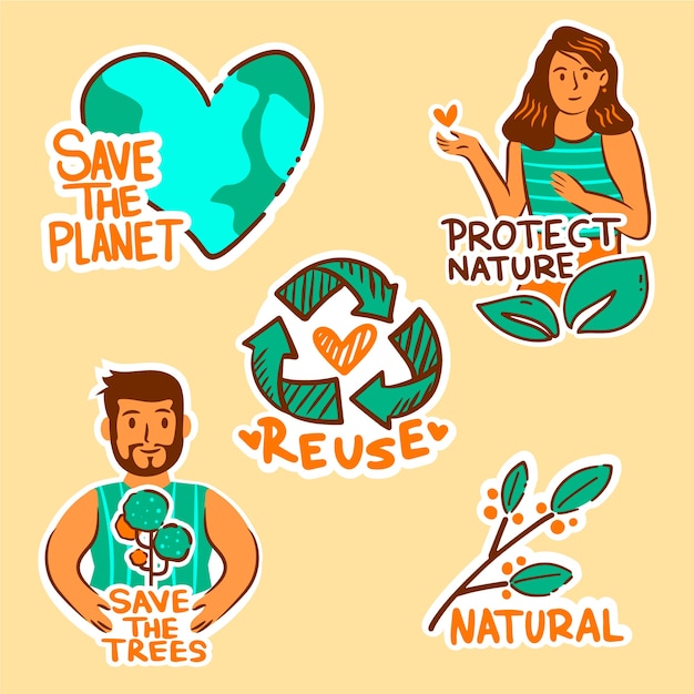 Concepto de dibujo de insignias de ecología