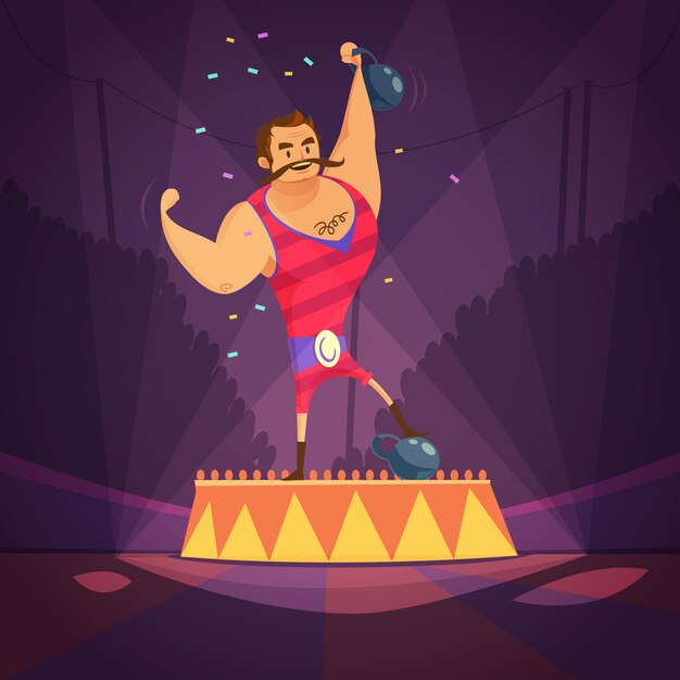 Concepto de dibujos animados de atleta de circo