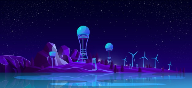 Concepto de dibujos animados de generación de energía renovable